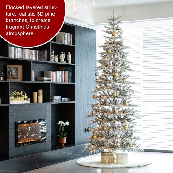 Glitzhome Glitzhome 10ft Deluxe Pre-Lit Flocked Fir Artificial Christmas Tree With 700 Warm White Lights & Remote Controller