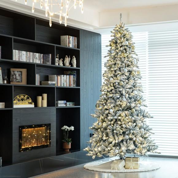 Glitzhome Glitzhome 10ft Pre-Lit Flocked Fir Artificial Christmas Tree With 750 Warm White Lights