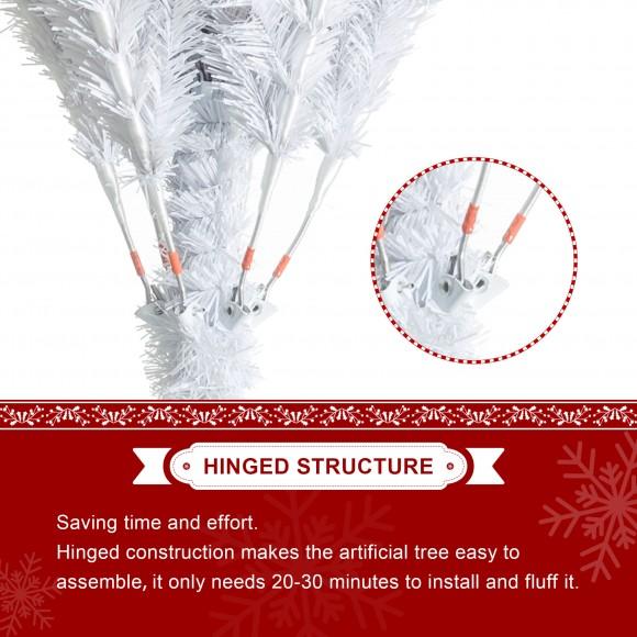 Glitzhome Glitzhome 10ft Pre-Lit White Pine Slim Artificial Christmas Tree With 800 Warm White Lights & Remote Controller