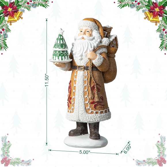 Glitzhome Glitzhome 11.5"H Resin Christmas Gingerbread Santa Table Decor