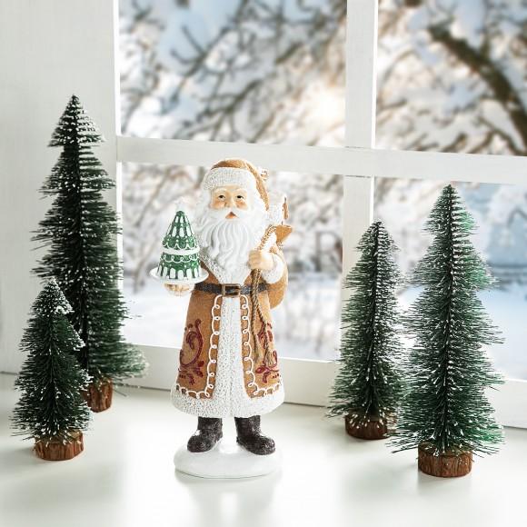 Glitzhome Glitzhome 11.5"H Resin Christmas Gingerbread Santa Table Decor