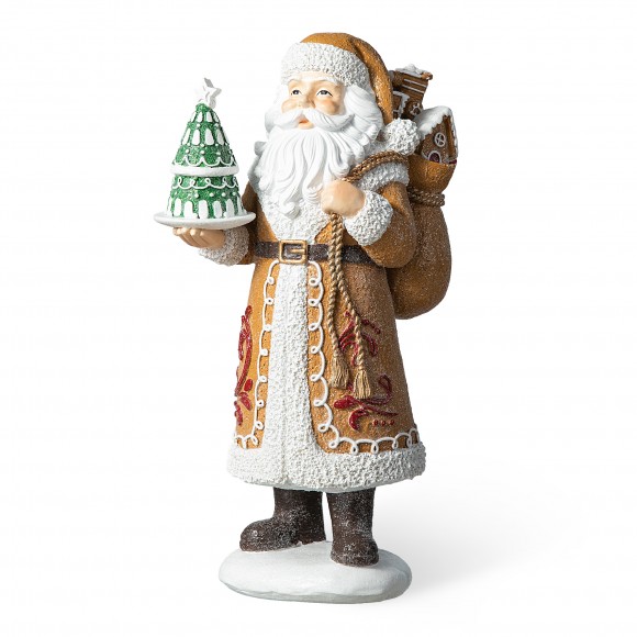 glitzhome Glitzhome 11.5"H Resin Christmas Gingerbread Santa Table Decor