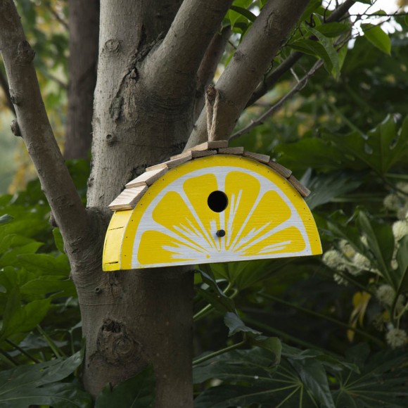 Glitzhome Glitzhome 11.5"L Distressed Solid Wood Lemon Birdhouse