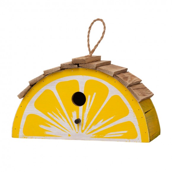 glitzhome Glitzhome 11.5"L Distressed Solid Wood Lemon Birdhouse