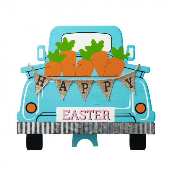 Glitzhome Glitzhome 11.5"L Easter Wooden Truck Table Decor