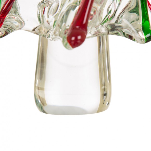 Glitzhome Glitzhome 11.61"H Red/Green Table Decor Striped Glass Christmas Tree