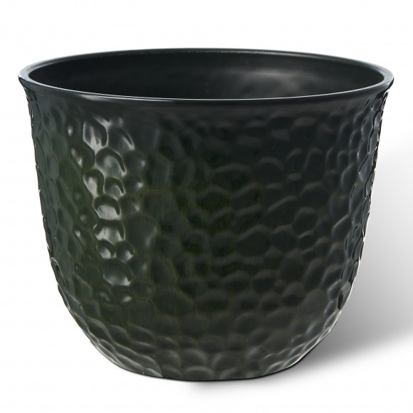 Glitzhome Glitzhome 11.75"D Set Of 3 Honeycomb Textured Green Faux Ceramic Pot Plastic Planter