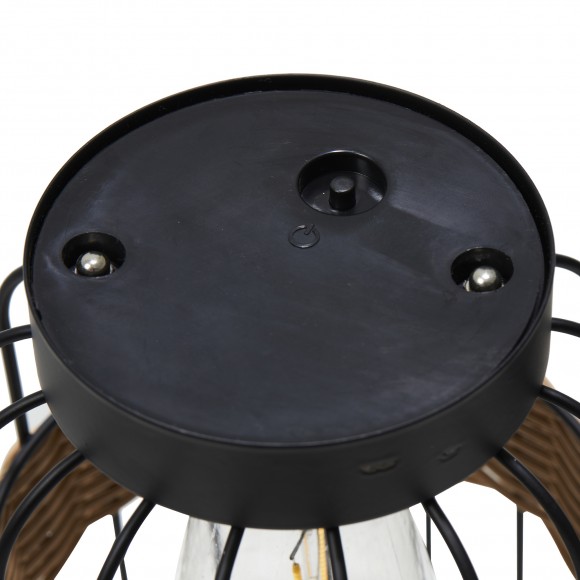 Glitzhome Glitzhome 11.75"H Metal Wire Faux Rattan Solar Powered Outdoor Lantern With Edison Bulb And Handle