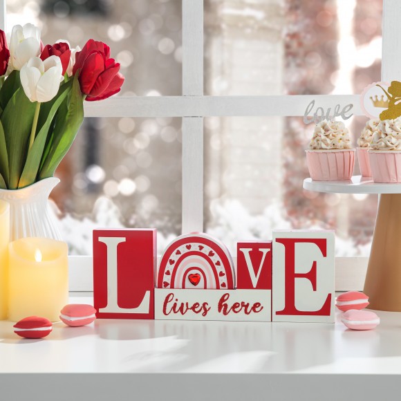 Glitzhome Glitzhome 11.75"H Valentine's Wooden LOVE Table Decor