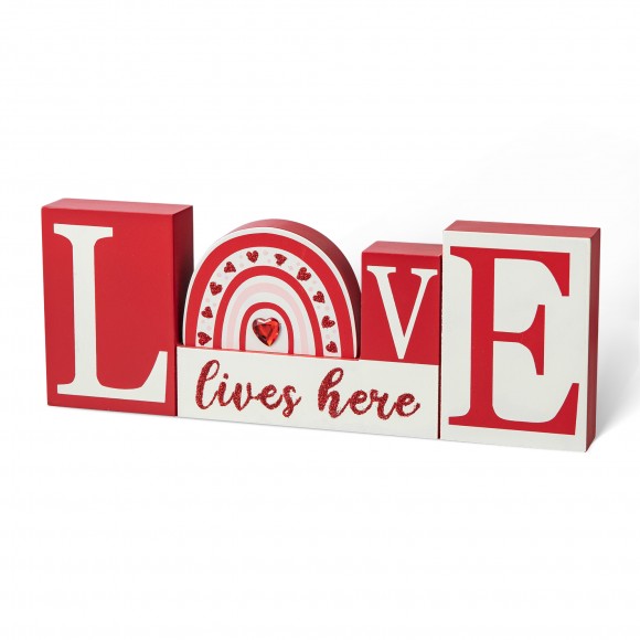 glitzhome Glitzhome 11.75"H Valentine's Wooden LOVE Table Decor