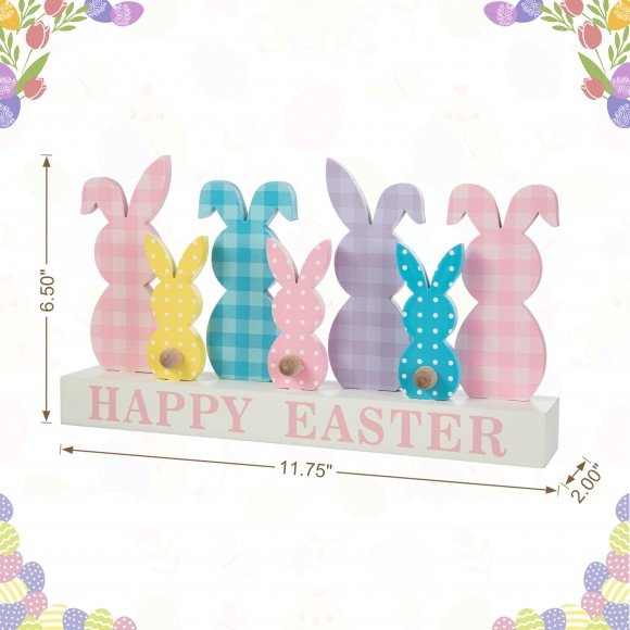 Glitzhome Glitzhome 11.75"L Easter Wooden Bunny Family Table Decor