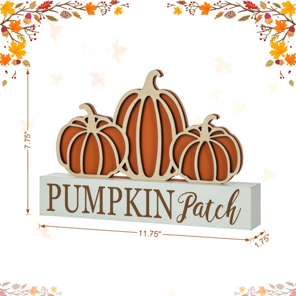 Glitzhome Glitzhome 11.75"L Fall Wooden "PUMPKIN PATCH" Pumpkins Table Sign