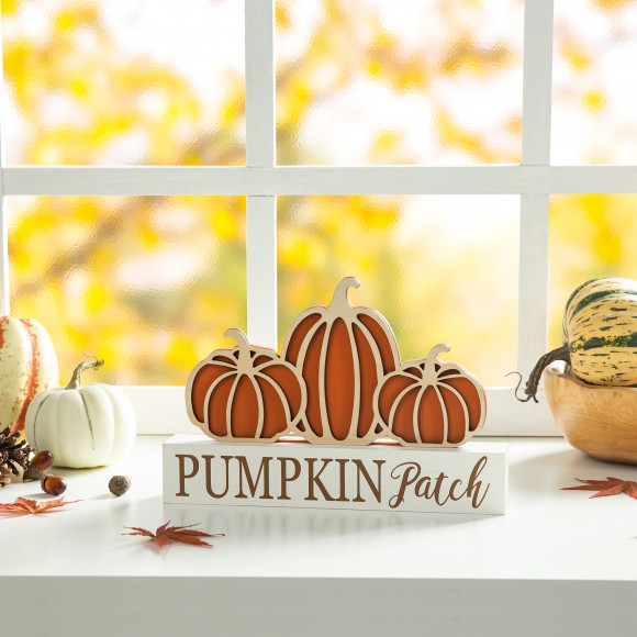 Glitzhome Glitzhome 11.75"L Fall Wooden "PUMPKIN PATCH" Pumpkins Table Sign