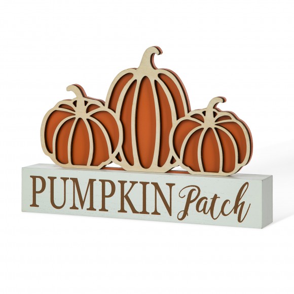 glitzhome Glitzhome 11.75"L Fall Wooden "PUMPKIN PATCH" Pumpkins Table Sign