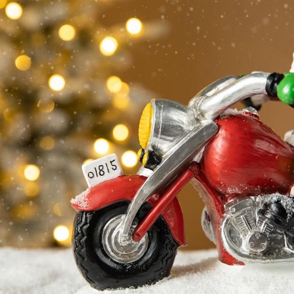 Glitzhome Glitzhome 11.75"L Resin Christmas Santa With Motorcycle Table Decor