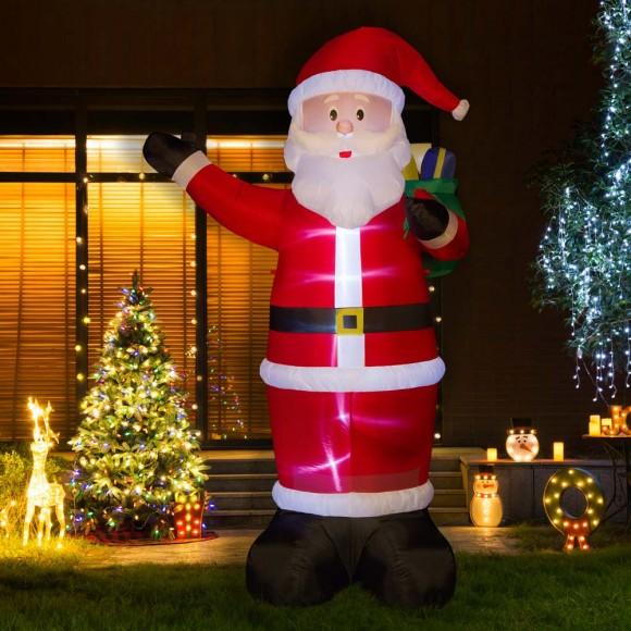 Glitzhome Glitzhome 11.8 Ft Christmas Lighted Santa Claus Carrying Gift Bag Inflatable Decor