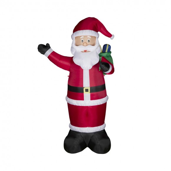 Glitzhome Glitzhome 11.8 Ft Christmas Lighted Santa Claus Carrying Gift Bag Inflatable Decor