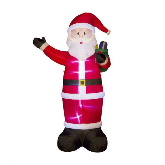 glitzhome Glitzhome 11.8 ft Christmas Lighted Santa Claus Carrying Gift Bag Inflatable Decor