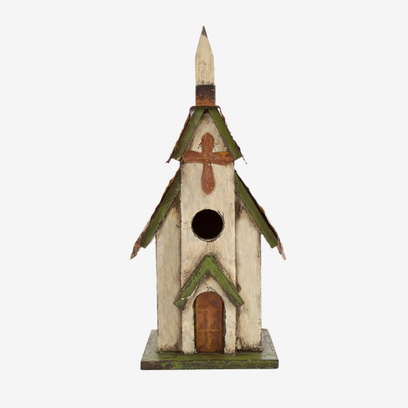 Glitzhome Glitzhome 11.81"H Tall Church Hand Painted Wood Birdhouse