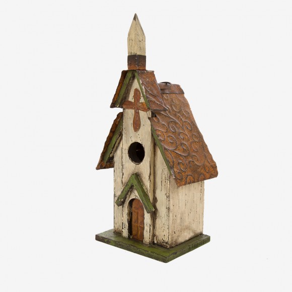 Glitzhome Glitzhome 11.81"H Tall Church Hand Painted Wood Birdhouse