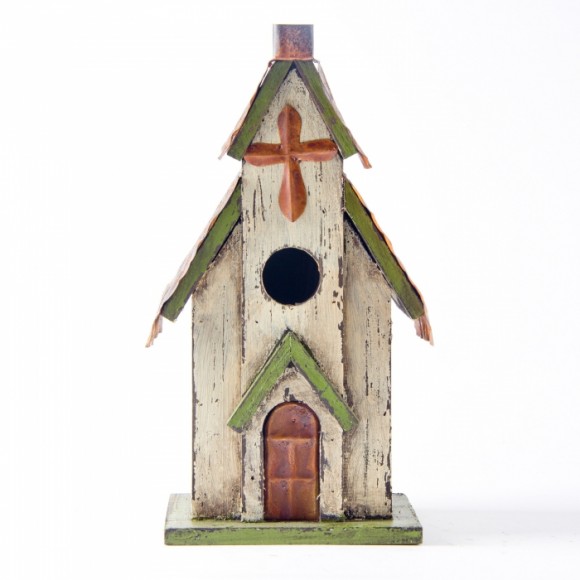 glitzhome Glitzhome 11.81"H Tall Church Hand Painted Wood Birdhouse