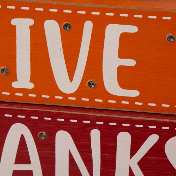 Glitzhome Glitzhome 11.81"L Thanksgiving Wooden Lighted Turkey/Word Block Table Decor