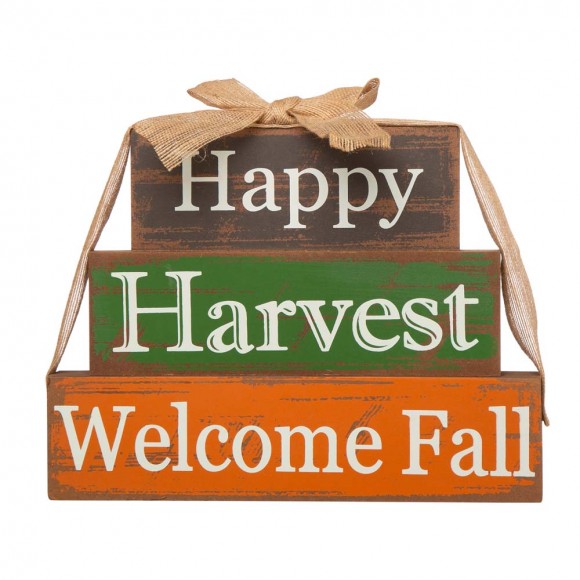 Glitzhome Glitzhome 11.81"L Wooden Happy Harvest Block Set