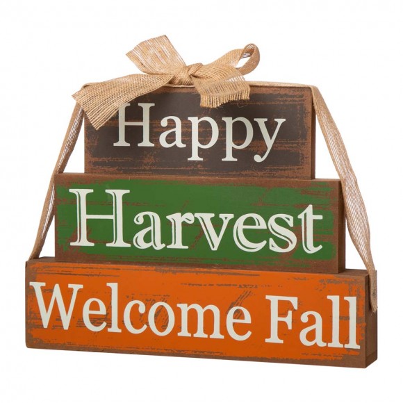 glitzhome Glitzhome 11.81"L Wooden Happy Harvest Block Set