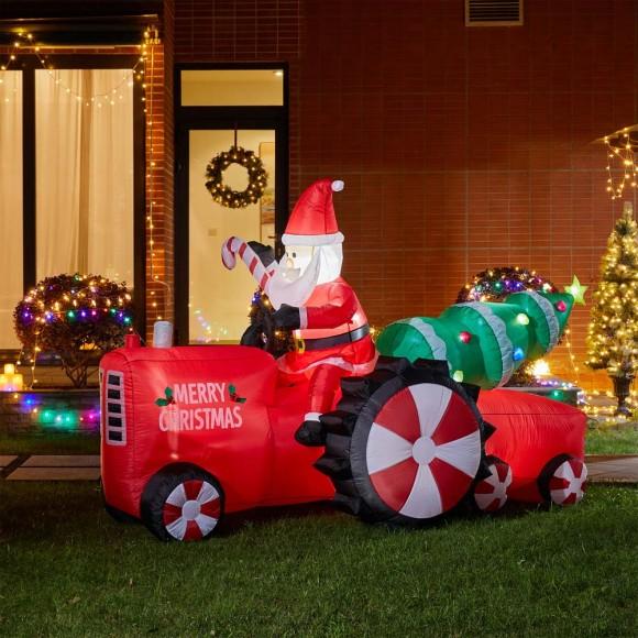 Glitzhome Glitzhome 11 Ft Lighted Inflatable Santa On Tractor Décor