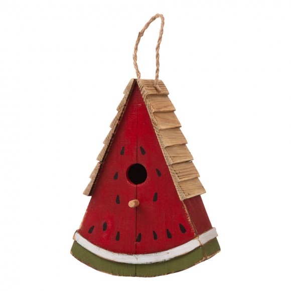 glitzhome Glitzhome 11"H Distressed Solid Wood Watermelon Birdhouse