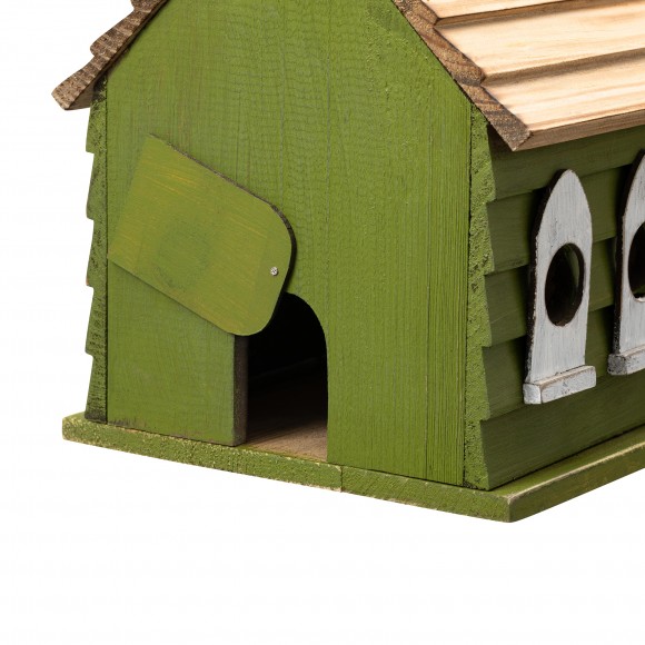 Glitzhome Glitzhome 11"H Oversized Washed Green Distressed Solid Wood Church Decorative Outdoor Garden Birdhouse(KD)