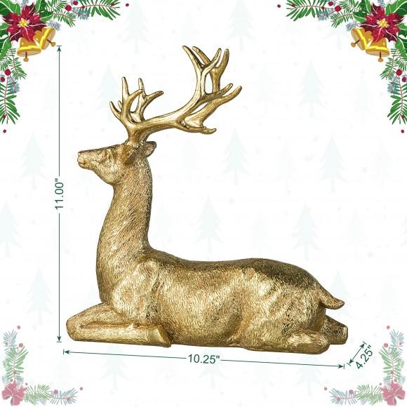 Glitzhome Glitzhome 11"H Resin Christmas Lying Reindeer Table Decor