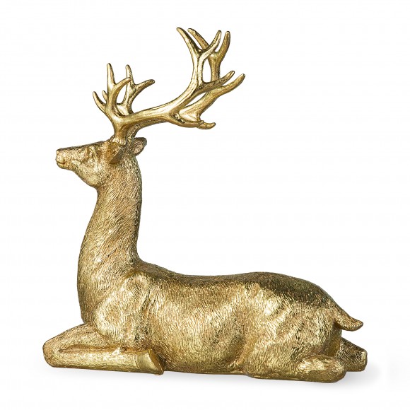 glitzhome Glitzhome 11"H Resin Christmas Lying Reindeer Table Decor