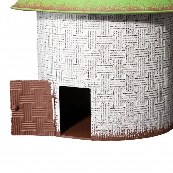 Glitzhome Glitzhome 11"H Stylish Distressed Metal Cottage Decorative Birdhouse With A Cluster Of 3D Flowers And Butterfly