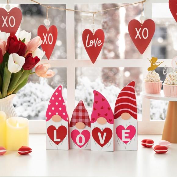 Glitzhome Glitzhome 11"L Valentine's Love Wooden Gnome Table Decor
