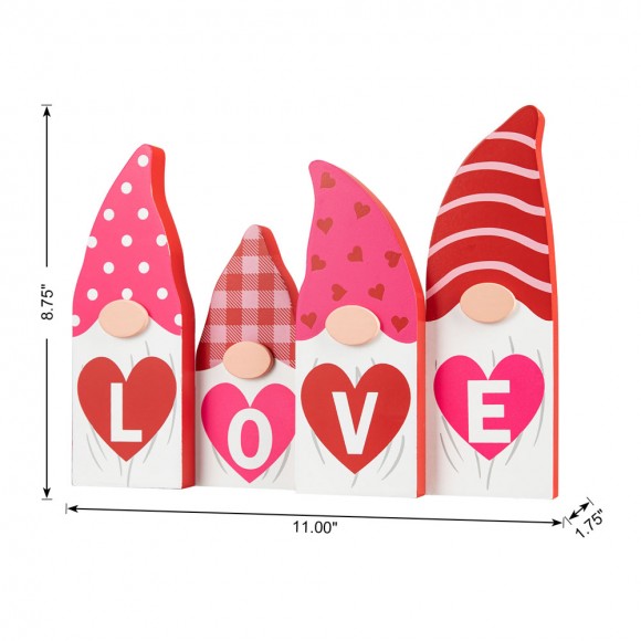 Glitzhome Glitzhome 11"L Valentine's Love Wooden Gnome Table Decor