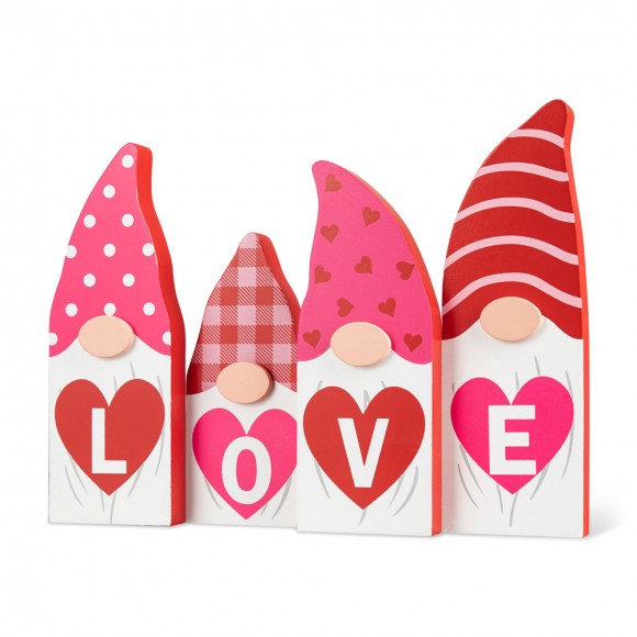 glitzhome Glitzhome 11"L Valentine's Love Wooden Gnome Table Decor