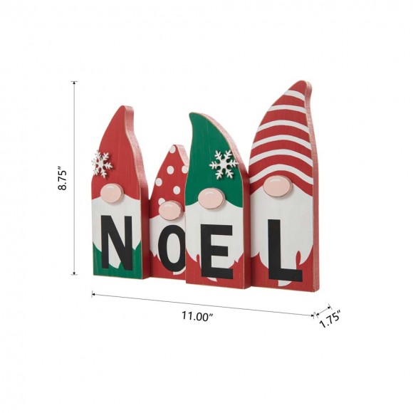 Glitzhome Glitzhome 11"L Wooden Christmas Gnome Family "NOEL" Table Decor