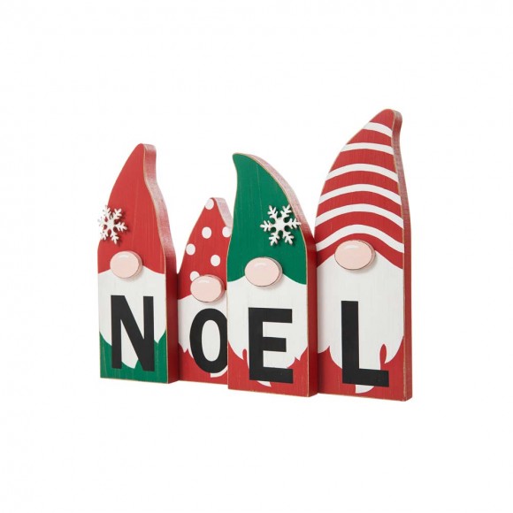glitzhome Glitzhome 11"L Wooden Christmas Gnome Family "NOEL" Table Decor