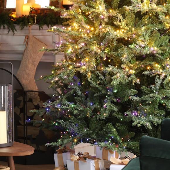 Glitzhome Glitzhome 11ft Pre-Lit Green Full Fir Artificial Christmas Tree With 3200 Warm White/Multi-color Horse Race LED Lights 9 Function W/Foot Pedal And Remote Control Simple Setup