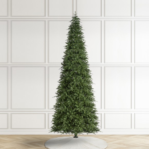 Glitzhome Glitzhome 11ft Pre-Lit Green Slim Fir Artificial Christmas Tree With 850 Warm White/Multi-color LED Lights 9 Function W/Remote Control Simple Setup