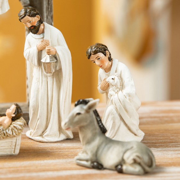 Glitzhome Glitzhome 11pcs Ivory Resin Nativity Figurine Set