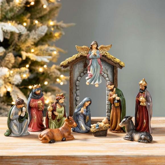 Glitzhome Glitzhome 11pcs Multi-Colored Resin Nativity Scene Figurine Set