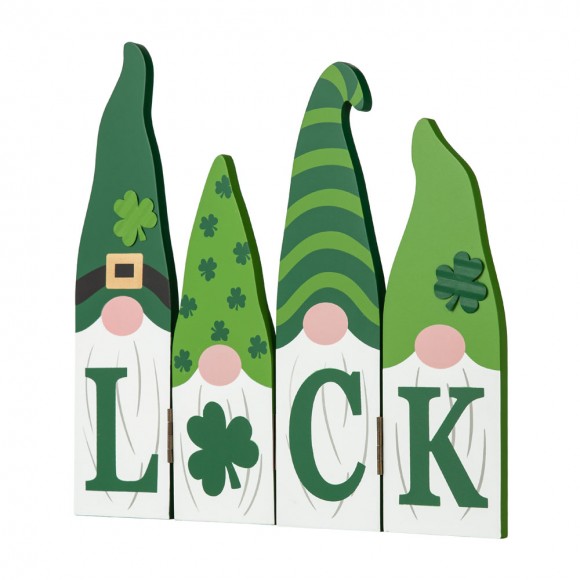 Glitzhome Glitzhome 12.25"L St. Patrick's Wooden Luck Shamrock Gnome Table Decor