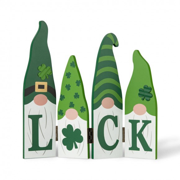 glitzhome Glitzhome 12.25"L St. Patrick's Wooden Luck Shamrock Gnome Table Decor