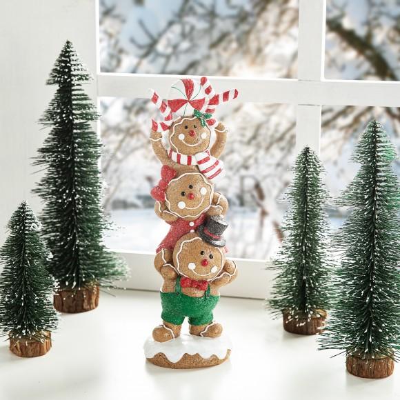 Glitzhome Glitzhome 12.5"H Christmas Resin Stacked Gingerbread Table Decor