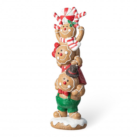 glitzhome Glitzhome 12.5"H Christmas Resin Stacked Gingerbread Table Decor