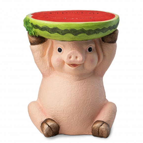 glitzhome Glitzhome 12.5"H MGO Novelty Pig Hold a Watermelon Decorative Garden Stool or Planter Stand