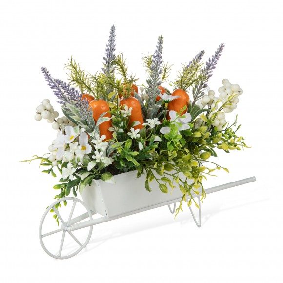 glitzhome Glitzhome 12.5"L Easter Carrot Metal Wagon Centerpiece