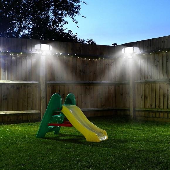 Glitzhome Glitzhome 12.5"L Outdoor Solar Powered Triple-Head SMD LED Motion Senser Security Flood Light